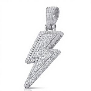 Pendentif Éclair de Thunders Hip Hop Iced Out en Argent 925 Entièrement Sertie de Moissanite, Bijou pour Homme Style Urbain Rapper Fête - Product Image 2