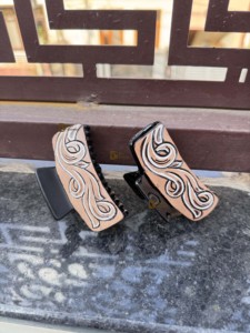 Ethnic Handmade Hand <b>Tooled</b> Leather Cute Hair Claws Elegant Genuine Leather Embroidered Design <b>Clips</b> for Women Hair Accessories - Product Image 4