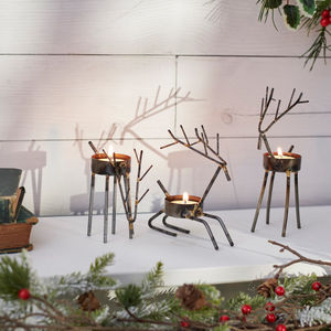 Ensemble de porte-bougies créatifs en métal en forme de renne, design animal décoratif, support de bougie pour la décoration de la maison, accent de table de Noël - Product Image 2