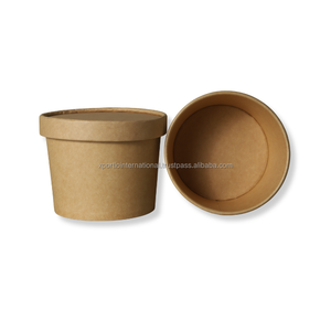 Bol en papier kraft jetable pour glace ou dessert, prix usine, blanc et brun, pour la restauration - Product Image 1