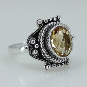 Anillo de Plata de Ley 925 con Citrino, Estilo Boho, para Mujer, Gema Amarilla Ovalada, Joyería, Piedra de Nacimiento de Noviembre - Product Image 6