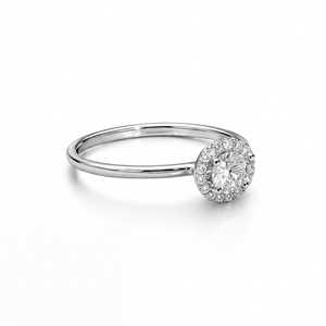 Bague de fiançailles pour femme en or massif antique, sertie d'un halo de diamants ronds brillants de laboratoire, couleur E, clarté VVS, 18 carats, bijoux fins. - Product Image 5