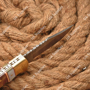 Navaja de bolsillo plegable de acero de Damasco forjada a mano, mango de latón y cuerno de carnero, alta calidad, EDC, táctica, para caza y camping, OEM ODM, 3 pulgadas - Product Image 3