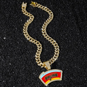 Collier pendentif Iced Out San <span class=keywords><strong>Antonio</strong></span> Spurs en alliage avec strass, chaîne cubaine, bijoux logo équipe NBA, cadeaux - Product Image 6