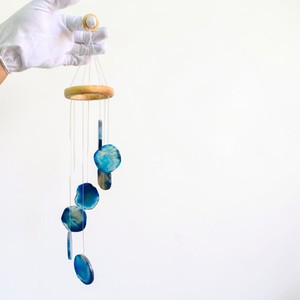 Campana de Viento Artesanal de Cristal de Ágata Azul Pulido con Tema de Amor Tradicional, Escultura Colgante para Decoración del Hogar, Manualidades DIY - Product Image 5