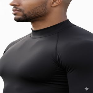 <b>Men</b> <b>Compression</b> <b>Shirt</b> For Training Fitness Everyday Performance High Crew Neck Body Contouring Shape Stretch Fit <b>Shirt</b> - Product Image 5