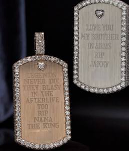 Colgante Personalizado de Plata 925 con Moissanita Cuadrada y Letra Árabe Grabada, 45x23mm, Certificado para Estilo Hip-hop - Product Image 1