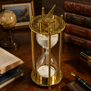 Sablier vintage fait main, horloge solaire |   Minuteur décoratif vintage en laiton doré transparent |   Décoration de bureau nautique antique, décoration marine - Product Image 2