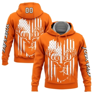 Sweat-shirt à capuche pour homme, éco-responsable, motif patchwork orange, blanc et noir, nouveau design, personnalisé, pour la chasse au cerf, vente en gros directe - Product Image 1