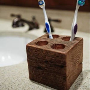 Eco Friendly Bamboo Wooden <b>Toothbrush</b> <b>Holder</b> Bathroom Organizer Stand with Toothpaste and Razor Storage for Home and Hotel Use - Product Image 1