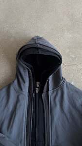 Wholesale Custom Heavyweight Cotton/<b>Polyester</b> Hoodies Black Oversize Triple Layer Quick Dry Breathable Men's Winter <b>Hoodie</b> - Product Image 3