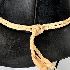 Chapeau de cowboy unisexe en cuir avec bande en corde, taille réglable 56-58 cm, chapeau décontracté pour l'extérieur, printemps-été, pour adulte - Product Image 5