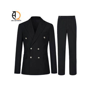 Traje de Negocios para Hombre, Estilo Británico, Azul Claro, Cuello de Solapa, Antiarrugas, Tejido - Product Image 3