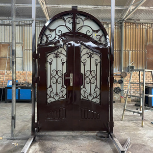 Portes françaises en fer forgé de luxe, portes d'entrée en acier pour intérieur et extérieur, solides, sécurisées, élégantes, design personnalisé - Product Image 3