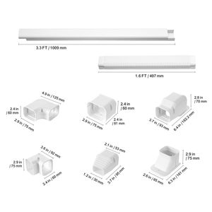 Copertura per Tubi di Condizionatori Mini Split in PVC Decorativo, 3 Pollici di Larghezza, 17,6 Piedi di Lunghezza, per 4 Condotti Diritti, Uso Domestico - Product Image 5
