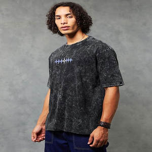 Camiseta Oversize de Marca de Moda para Hombre, de Verano, con Hombros Descubiertos, Manga Corta, Cuello Redondo, Estilo Desgastado, Holgada - Product Image 3