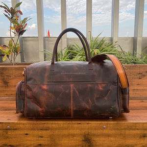 Grand sac polochon en cuir de buffle, usiné à la main et pleine fleur, sac de voyage en cuir véritable pour unisexe - Product Image 5