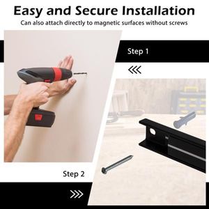 6 Pack Black Magnetic Carbon Steel Tool Organizer Strips Clutter-Free Workspace for Efficient Tool Management - Product Image 3