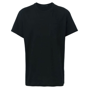 เสื้อยืดคอกลมแขนสั้นสีดำสำหรับผู้ชาย สไตล์ลำลอง สีพื้น ผ้าถัก - Product Image 3