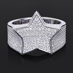 แหวนดาวประดับเพชรจำลอง ชุบโรเดียม แหวนเงินรูปดาว ดีไซน์ทันสมัย หรูหรา ของขวัญเครื่องประดับแต่งงานสำหรับเขาและเธอ - Product Image 1