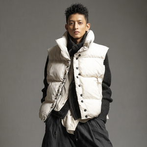 Gilet matelassé sans manches pour homme, couleur unie, hiver 2026, style streetwear, col montant, épais - Product Image 2