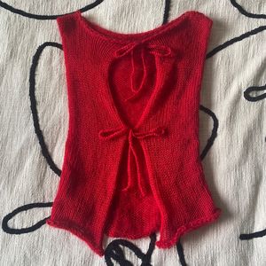 Chaleco sin mangas de punto a mano Fasmic International para mujer, diseño cruzado, color liso, top informal de viscosa/algodón con lazos, estilo dulce y versátil. - Product Image 4