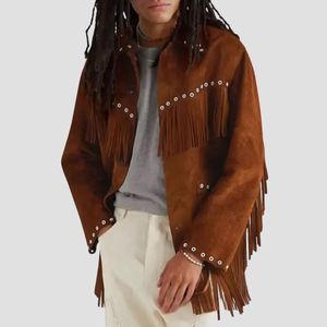 Authentic Men’s Brown <b>Suede</b> Fringe <b>Jacket</b> Western Cowboy Leather Coat with Comfortable Lining Wholesale Bulk Order - Product Image 6