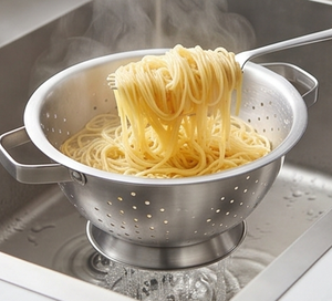 Passoire en acier inoxydable de qualité supérieure avec poignées, égouttoir métallique durable pour légumes et fruits, utilisation sous l'évier de cuisine - Product Image 3