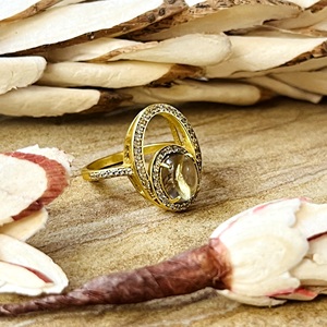 Trendy New Boho Geometric <b>Ring</b> Brass <b>Rings</b> For Women 18k Gold Plated Vintage <b>Statement</b> Quartz Fashion Jewelry Wholesale/OEM/ODM - Product Image 5