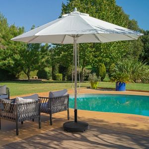 Base per Ombrellone da Giardino Resistente da 50 Libbre, Stile Vimini in Resina con Ruote per Ombrelloni e Basi da Giardino Pesanti - Product Image 1