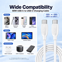 Câble de charge rapide Type C vers Type C 60W, cordon de transfert de données rapide, tablettes et appareils USB-C, iOS iPhone et Samsung S24 Ultra