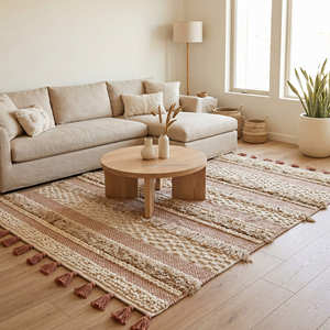 Alfombra Moderna de Diseño Geométrico, Estilo Boho, Rectangular, con Rayas Negras, de Algodón, Tejido Plano, de Pelo Corto, Antideslizante, para Sala de Estar - Product Image 3