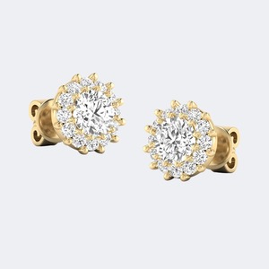 Elegantes Pendientes de Oro con Circonitas Redondas de Corte Brillante Cultivadas en Laboratorio para Mujer, Regalo de Lujo para Aniversario o Boda, Certificados por IGI SGL, 1.5 ctw - Product Image 1