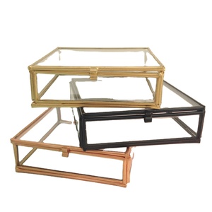 Glass Jewelry <b>Box</b> With Metal Frame Gold Black Rose Gold Color Options Rectangle Shape Storage Organizer For Accessories - Product Image 1