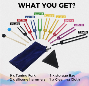 Mars International Ensemble de 9 diapasons Solfeggio pour la guérison, 9 colorés, 9 colorés.. - Product Image 5