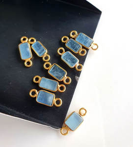 Connecteur de charme rectangulaire en pierre naturelle plaqué or pour la fabrication de bijoux, fournitures en gros en boîte - Product Image 2