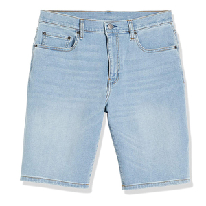 Shorts de Mezclilla para Hombre, Lavado Claro, Corte Recto, Cintura Media, 100% Algodón, Casuales de Verano con Bolsillos - Product Image 1