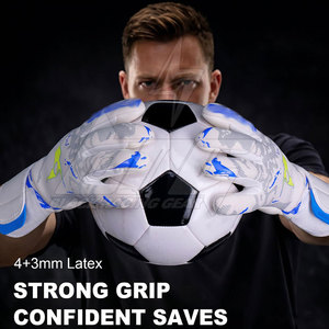 Custom Professional Soccer Goalkeeper <b>Gloves</b> with Customized German Contact Latex Palm Breathable Finger Protection Match Level - Product Image 2