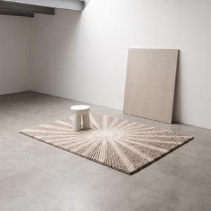 Handwoven Wool <b>Beige</b> & <b>Cream</b> Solid Color Anti-Slip Textured Loop Pile Area <b>Rug</b> for Modern Living Room Decor - Product Image 4