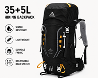 40L(35+5) Ransel Hiking Camping Tahan Air dengan Rangka Eksternal, Penutup Hujan, Tas Punggung Profesional untuk Olahraga Luar Ruangan, Perjalanan, dan Aktivitas Sehari-hari, Bahan Nilon Nasional