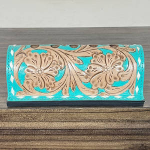 Organisateur de stylos en cuir artisanal gravé, motif floral western, décoration de bureau pour cadeaux d'entreprise et fournitures de bureau (vente en gros) - Product Image 2