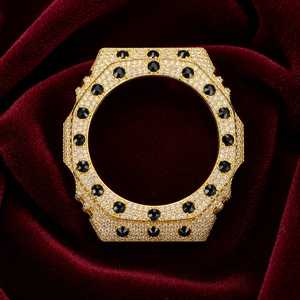 Lunette de montre dorée sertie de pierres noires et de diamants pour GA2100, accessoire de bijoux Hip Hop pour hommes et femmes - Product Image 1