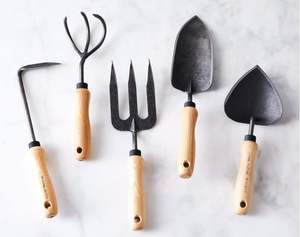 Juego de herramientas miniatura con mango de madera para jardinería interior, que incluye paleta y cultivador, para plantar en macetas. - Product Image 5