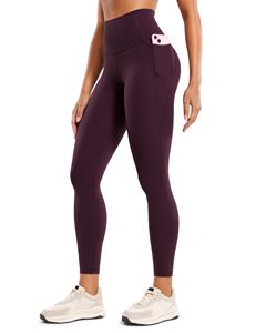 YOGA Butterluxe Women's Workout <b>Leggings</b> 25" - High Waist Gym Yoga Pants And <b>Pockets</b> Buttersoft Deep Purple - Product Image 2