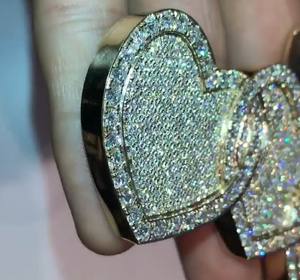 Pendentif Cœur Personnalisé Sertie de Diamants, Collier Triple Cœur, Pendentif en Moissanite, Argent Sterling 925 Micro Pavé - Product Image 2