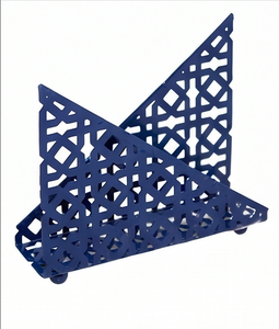 Porta Servilletas Metálico Moderno con Patrón Geométrico en Azul Marino, Diseño Independiente para Decoración de Mesa y Uso en la Cocina - Product Image 2