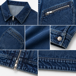 Chaqueta vaquera personalizada para hombre, estilo vintage, con cremallera, informal, estilo streetwear, fabricante OEM ODM - Product Image 6