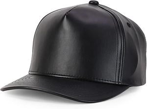 Custom PU Leather Baseball <b>Cap</b> Blank High Profile 5 Panel Snapback <b>Hat</b> OEM Streetwear Faux Leather <b>Cap</b> Wholesale - Product Image 3