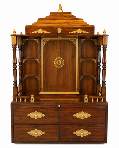 Traditional Teak Wooden Temples for Office Luxury Teak Wood <b>Mandir</b> With Storage Big Size Wooden <b>Mandir</b> At wholesale Price Export - Product Image 2