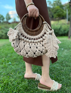 ออกแบบใหม่โครเชต์ฤดูร้อนชายหาดฟางกระเป๋าBohemian Tote Handmadeออกแบบใหม่ผู้หญิงกระเป๋าสไตล์หญ้าทะเลกระเป๋าสแควร์ - Product Image 2